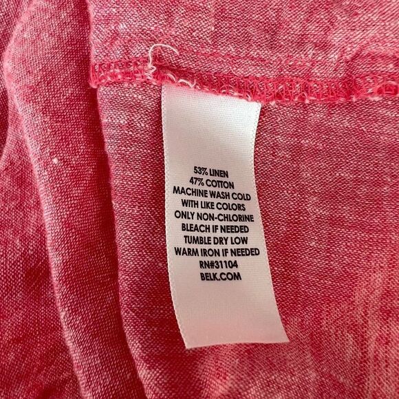 Kim Rodgers pleated front pink linen blend blouse roll tab sleeves size 2X - Picture 7 of 7